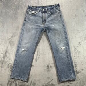 LEVI'S 505 Regular Fit Jeans Mens 32x29 Blue Distressed Straight Leg Denim
